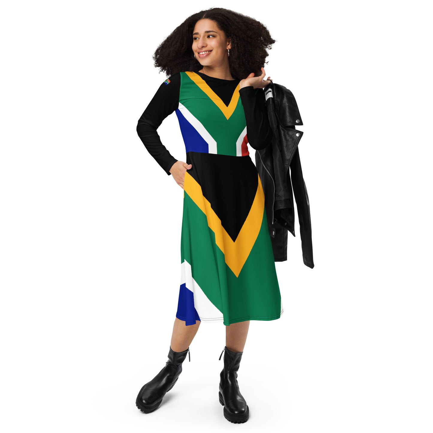 SA Flag long sleeve midi dress