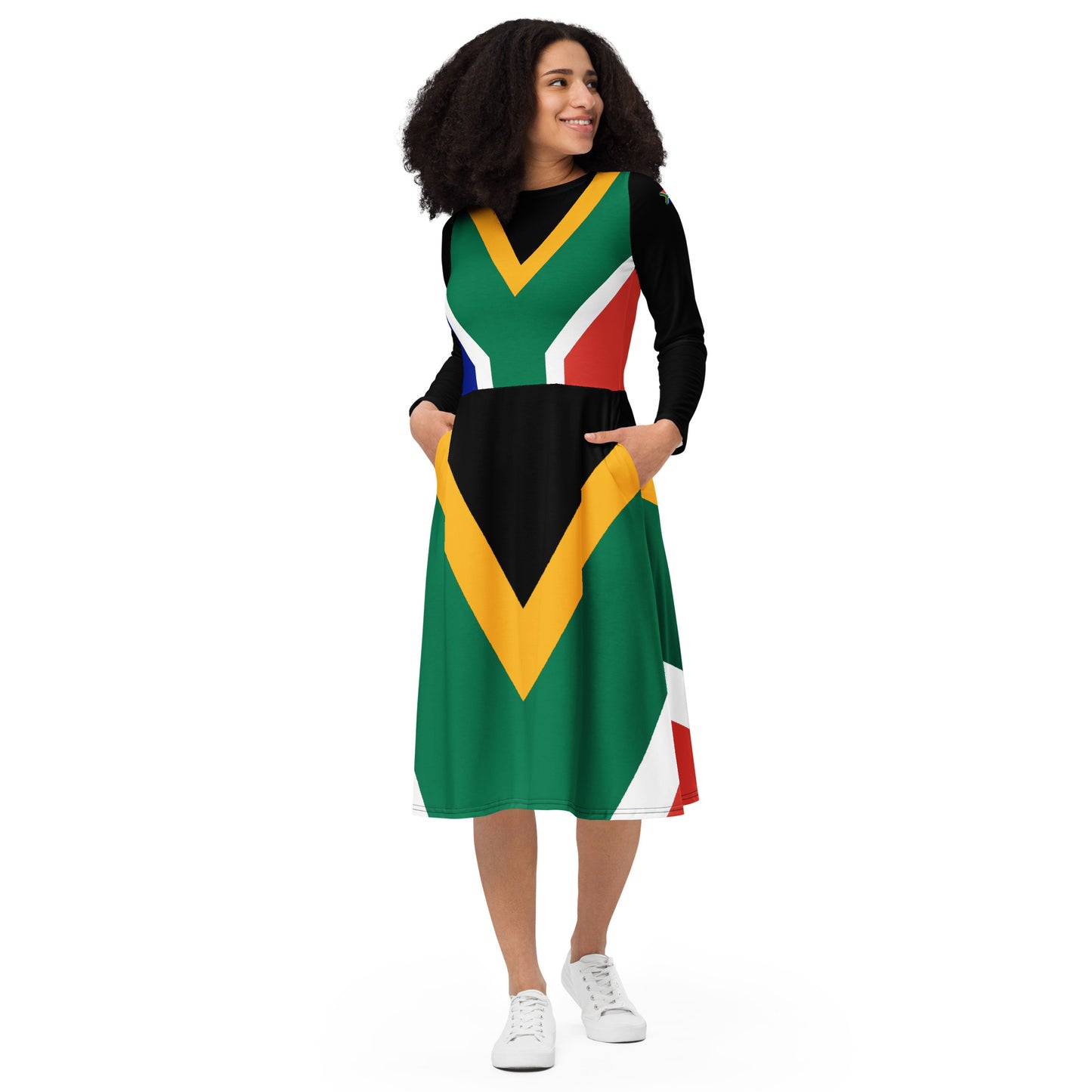 SA Flag long sleeve midi dress