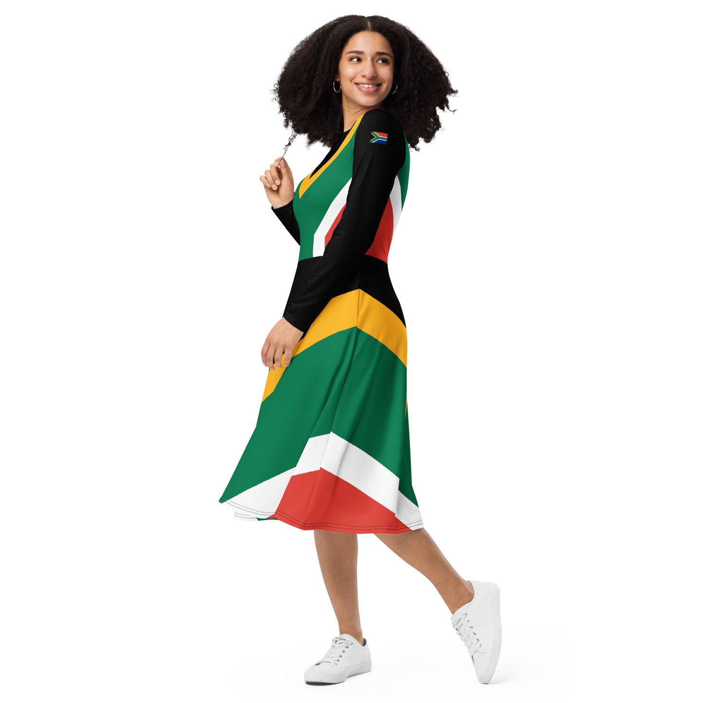 SA Flag long sleeve midi dress