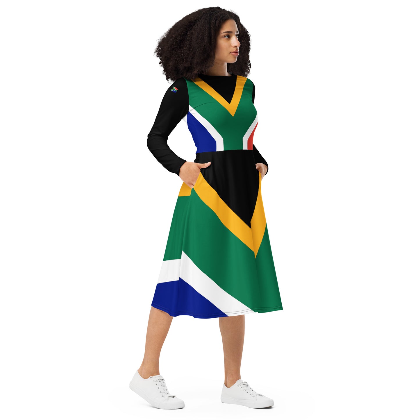 SA Flag long sleeve midi dress