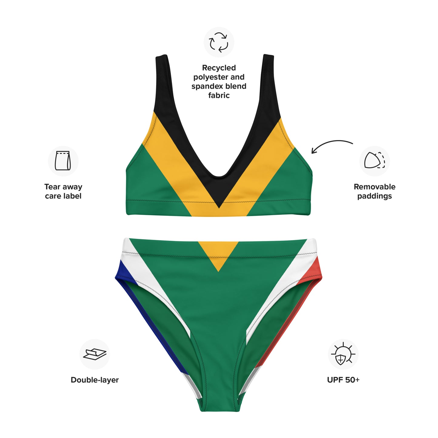 SA Flag Recycled high-waisted bikini