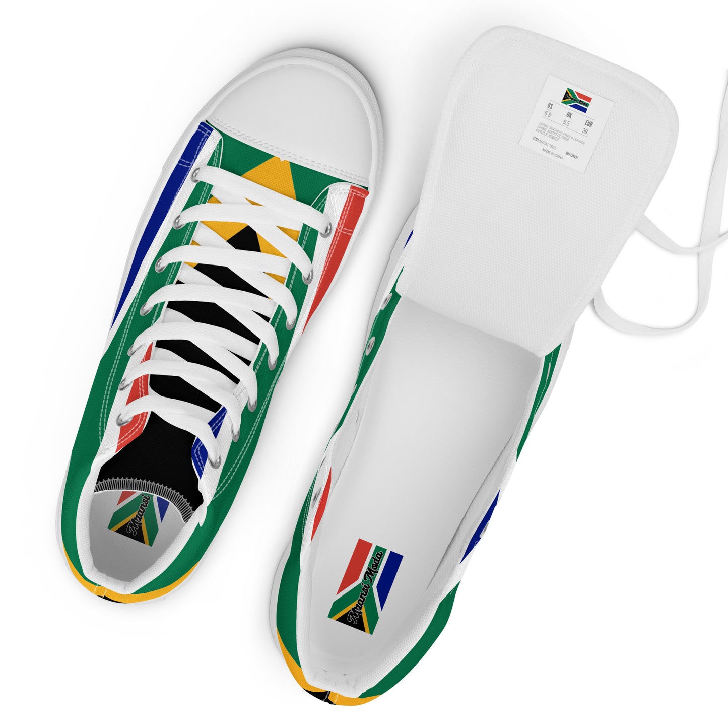 SA Flag Men’s high top canvas shoes