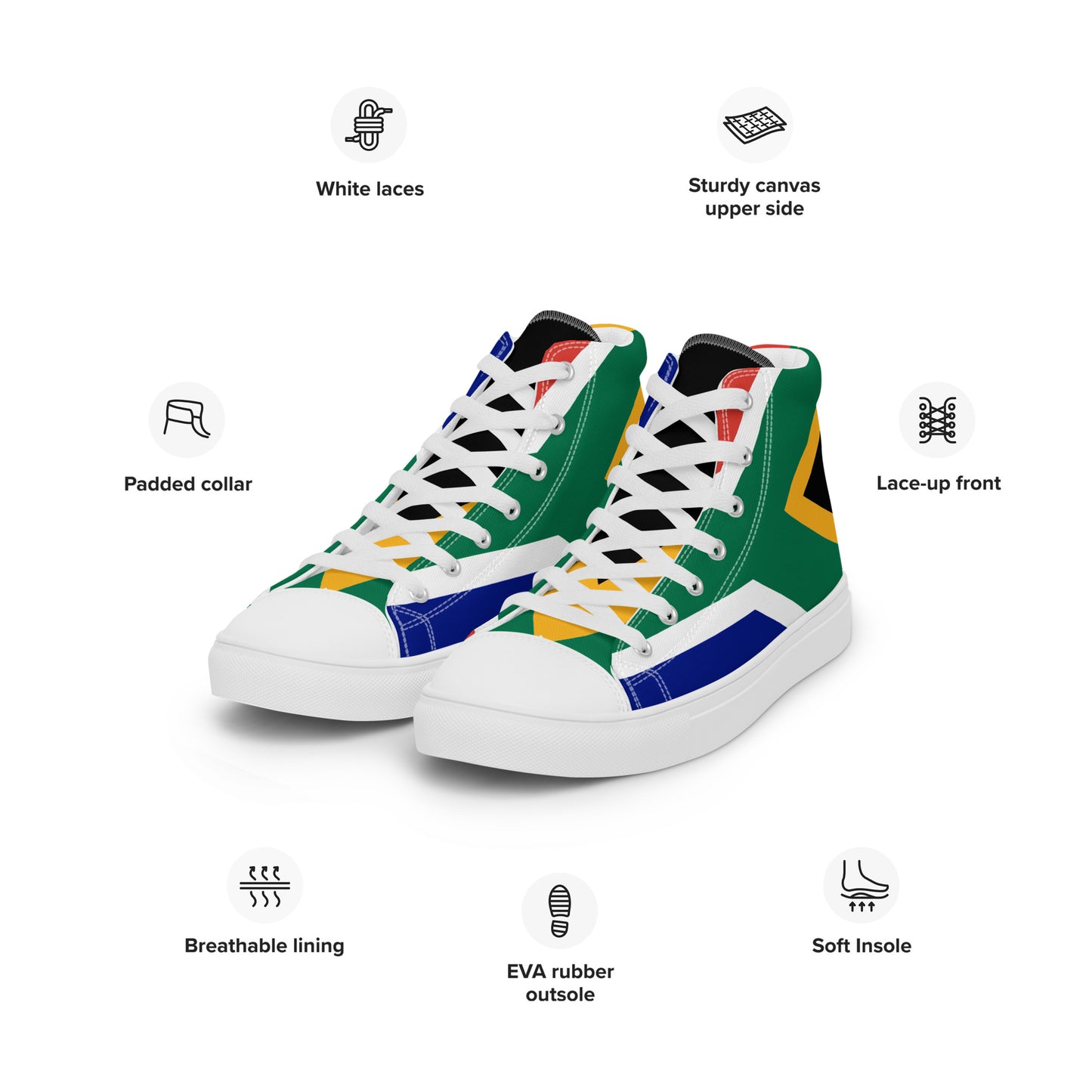 SA Flag Men’s high top canvas shoes