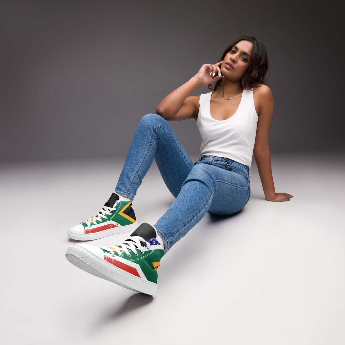 SA Flag Women’s high top canvas shoes