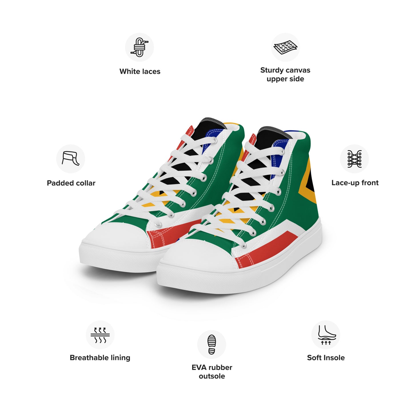 SA Flag Women’s high top canvas shoes